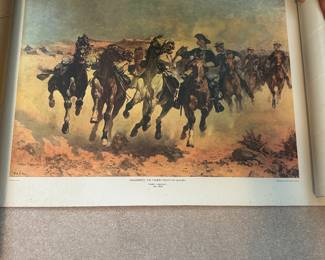 print of the painting Dismounted: The Fourth Troopers Moving the Led Horses by American artist Frederic Remington
