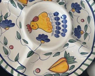 Baum Bros. "Rooster & Fruit" pattern ceramic serving bowl