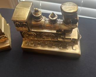 vintage PM Craftsman brass train engine bookend