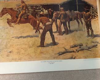  print of the painting The Coming and Going of the Pony Express by Frederic Remington