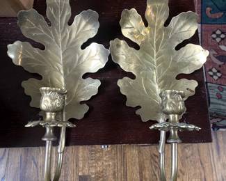 Leaf candle sconce pair