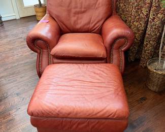 Leather chair and ottoman