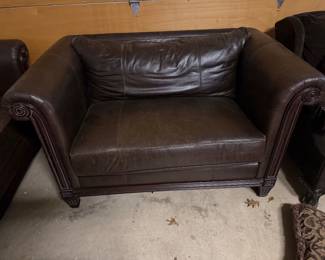 Pair of leather loveseats