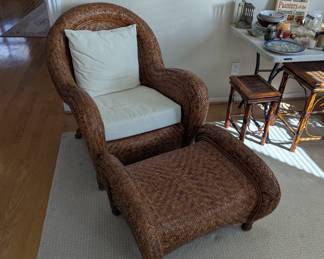 Woven chair and ottoman 