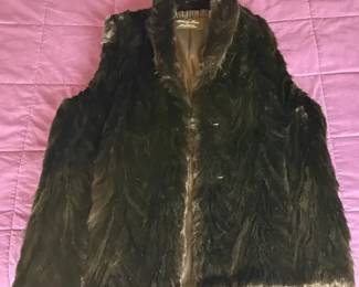 Womens Henig Black Fur Vest Size Large 