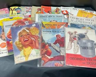 Vintage Georgia Tech Football Game Program Collection Featuring Illustrated Covers and Rival Matchup