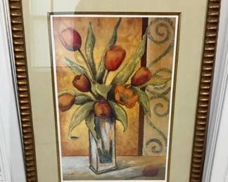 Framed Tulip Still Life Painting Signed St John