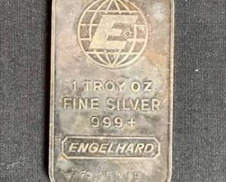 Engelhard Silver Bar 1 Troy Ounce Shipping Available