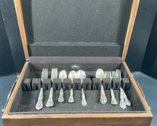 Gorham Sterling Silver Flatware Set in Wooden Storage Chest