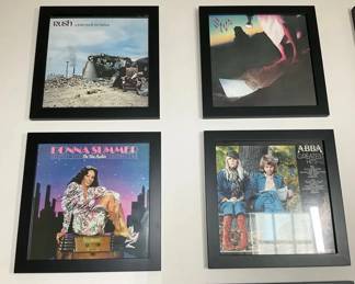 Framed Collection of Classic Rock Pop Album Covers 