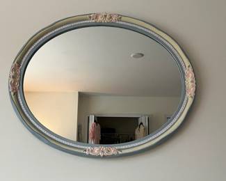 H63 - $30. Painted Framed Mirror. Measures 31" x 24.25"
