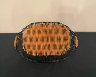 H70 - $20. Set of 3 Wicker & Metal Baskets. 