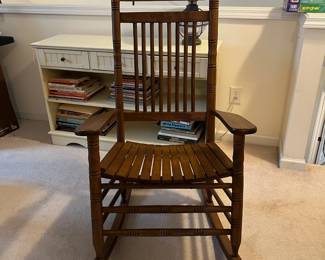 H67 - $60. Wooden Rocking Chair - bigger size. Measures 26.75" x 34" x 46" tall. 