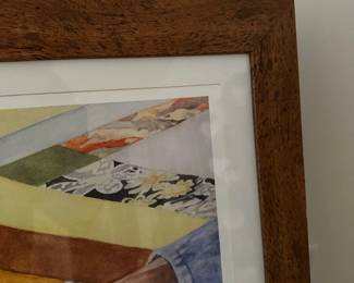 H30 - $40. Hannah "Hanni" Dodson framed print. Measures 27.5" x 23". (Hillsborough, NC Artist) Titled "Quilting Hand". 