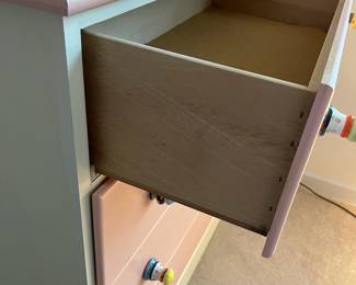 H60 - $75. Painted Wood Dresser for Childs Room. Measures 36" wide x 16" deep x 37.5" tall. All drawers slide easily with fun drawer pulls!