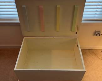 H61 - $40. Vintage Painted Toy Box. Measures 32.5" x 22" x 15.5" tall. 
