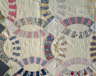 H72 - $35. Antique *Cutter* Quilt - approximately twin size.  See photos of holes!