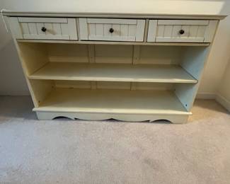H66 - $60. Media Cabinet / Office Storage Unit. Measures 48" x 15" x 29.5" tall. Has 3 drawers that all slide. 