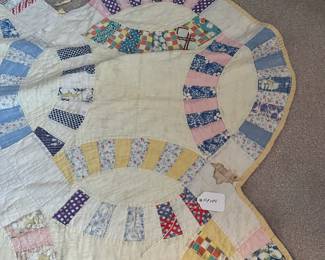 H72 - $35. Antique *Cutter* Quilt - approximately twin size.  See photos of holes!