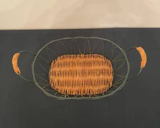 H70 - $20. Set of 3 Wicker & Metal Baskets. 