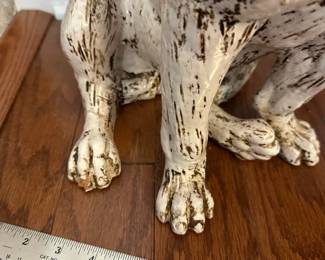 H43 - $40. Vintage Ceramic Dog Sculpture. Measures 17" tall. His feet have been repaired. 