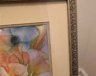 H33 - $30. Original Watercolor "Calla Lilies". Measures 17" x 15".