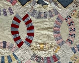 H72 - $35. Antique *Cutter* Quilt - approximately twin size.  See photos of holes!