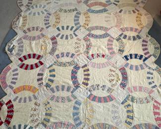 H72 - $35. Antique *Cutter* Quilt - approximately twin size.  See photos of holes!