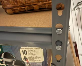 H87 - $45. Adjustable Garage Shelf w/ 3 Shelves (currently not a shelf on the top) Measures 36" wide x 18" deep x 60" tall. 