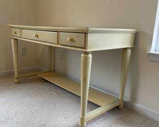 H10 - $60. Office or Sewing Desk. Measures 54" wide x 24" deep x 29" tall. Was used as a sewing table. Center drawer opens for a keyboard. 