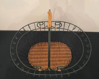 H70 - $20. Set of 3 Wicker & Metal Baskets. 