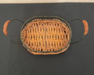 H70 - $20. Set of 3 Wicker & Metal Baskets. 