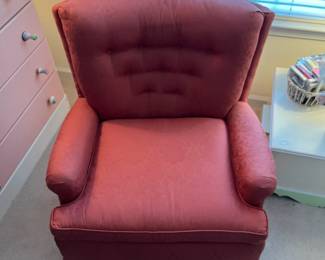 H59 - $60. Very clean vintage chair that Swivels & Rocks! Measures 33.5" wide x 28" deep x 32.5" tall. 