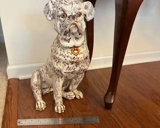 H43 - $40. Vintage Ceramic Dog Sculpture. Measures 17" tall. His feet have been repaired. 
