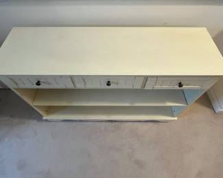 H66 - $60. Media Cabinet / Office Storage Unit. Measures 48" x 15" x 29.5" tall. Has 3 drawers that all slide. 