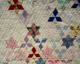 H71 - $35. Antique *Cutter* Quilt - approximately twin size.  See photos of holes!