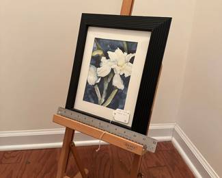 H35 - $30. Original Watercolor "White Iris". Measures 10.5" x 12.5". 