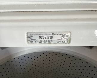 H16 - $75. Kenmore Top Load Washing Machine Model 110. Works as it should! Back control plate has been pushed in a bit but does not affect function at all. 