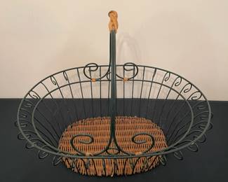 H70 - $20. Set of 3 Wicker & Metal Baskets. 