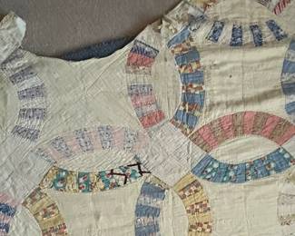 H72 - $35. Antique *Cutter* Quilt - approximately twin size.  See photos of holes!