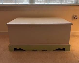 H61 - $40. Vintage Painted Toy Box. Measures 32.5" x 22" x 15.5" tall. 