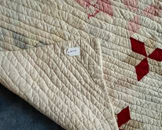 H71 - $35. Antique *Cutter* Quilt - approximately twin size.  See photos of holes!