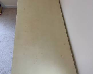 H10 - $60. Office or Sewing Desk. Measures 54" wide x 24" deep x 29" tall. Was used as a sewing table. Center drawer opens for a keyboard. 