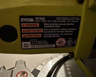 H81 - $75. 10" Ryobi Miter Saw. Model TS1345L. 