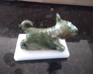 Bronze dog on marble base