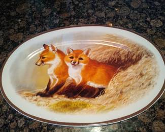 Painted fox platter