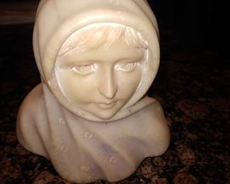 Carved alabaster bust