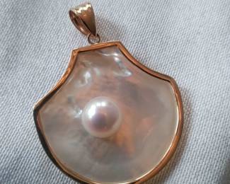 14k gold pendant real pearl