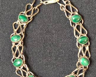 Sterling Silver Malachite Bracelet