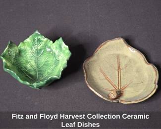 Fitz and Floyd Harvest Collection Ceramic Leaf Dishes 